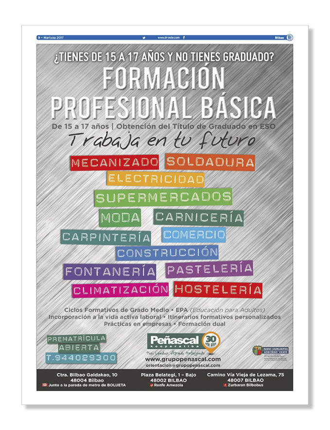 Publicidad Centros Formativos Grupo Peñascal
