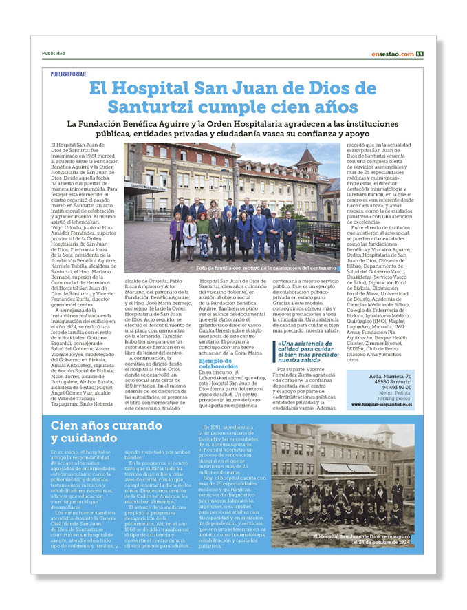 Publicidad Centros Sanitarios Hospital San Juan de Dios Santurtzi